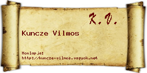 Kuncze Vilmos névjegykártya